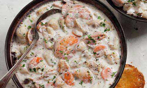 Разядка със скариди и крем за готвене