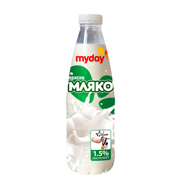Пастьоризирано мляко MY DAY 1.5%, 1L ℮ 