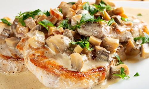 Свински котлети с гъби