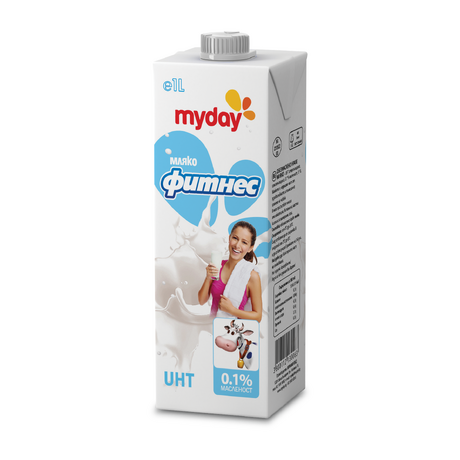 UHT обезмаслено мляко MY DAY ФИТНЕС 0.1%, 1L ℮ 