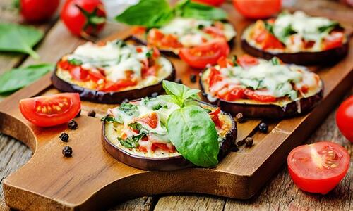 Eggplant with tomato and cheese