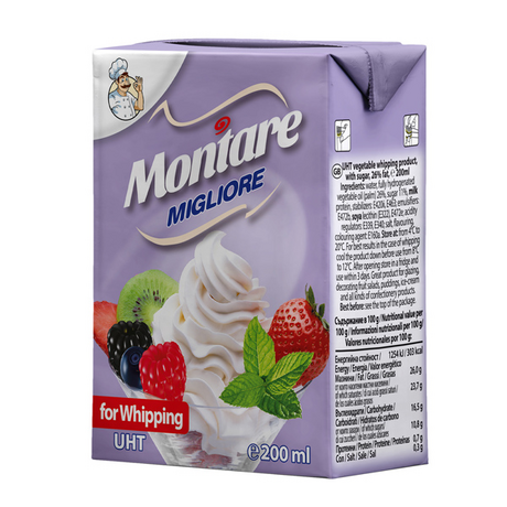 Сладарски крем Montare Migliore за разбиване 26%, 200ml ℮